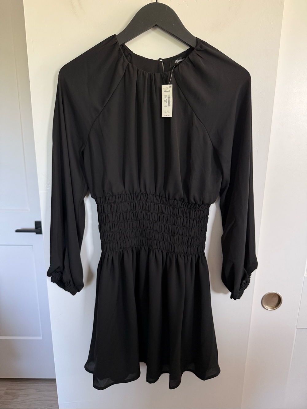 NWT Madewell Bubble-Sleeve Smocked Mini Dress Size XXS